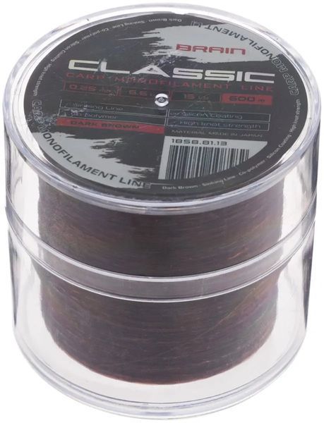 Леска Brain Classic Carp Line (dark brown) 600m 0.25mm 15lb 6.6kg 5903585 фото