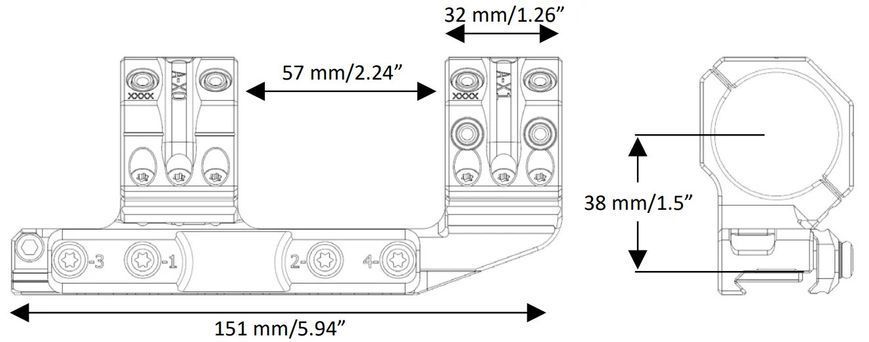 Моноблок Spuhr QDP-4616 з виносом 34 мм High 38 mm. 6 Mil/20.6 MOA 66311 фото