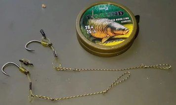 Повідцевий матеріал Katran Braided Hook Links Korund 20m (Green Black) 35lb 35000117 фото