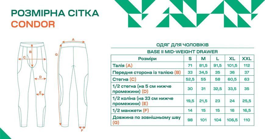 Кальсоны Condor-Clothing Base II Mid-Weight Drawer S Olive Drab 28457 фото