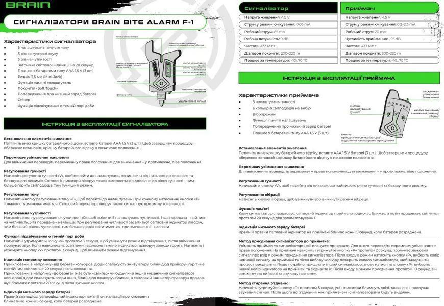 Набор сигнализаторов Brain Wireless Bite Alarm F-1 4+1 1168265 фото