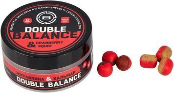 Бойлы Brain Double Balance Cranberry & Squid (клюква + кальмар) 12+10х14mm 1865934 фото